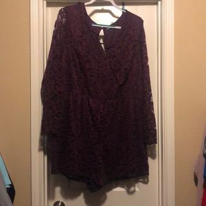 Burgundy lace romper